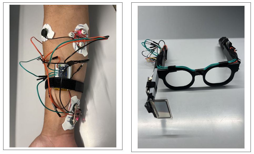 EMG sensing and biofeedback AR glasses